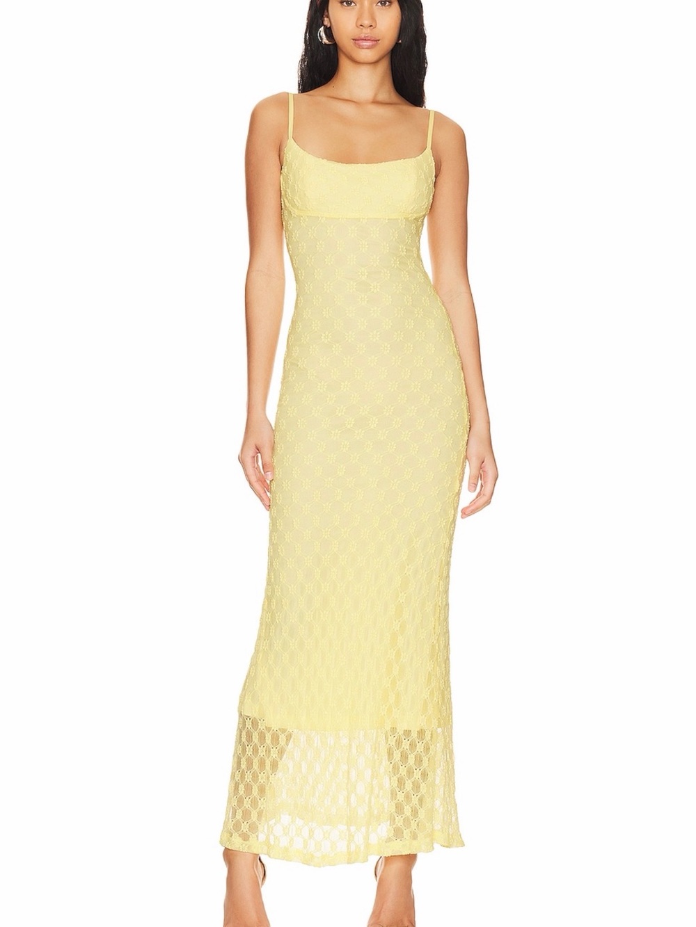 Bardot Yellow Lace Maxi Dress EUC
